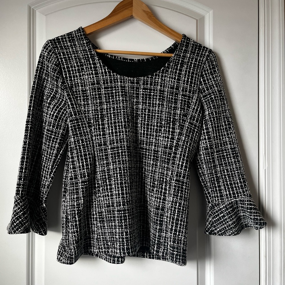 Talbots Black and White Blouse